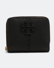TORY BURCH McGraw Bi-Fold Wallet Black Leather NWT Bifold