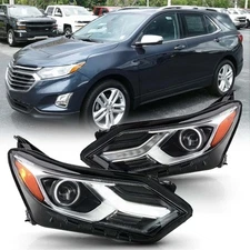 Pair Headlights For 2018- 2020 Chevy Equinox Halogen w/LED DRL Headlamps LH+RH