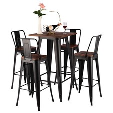 Vintage Bar Table and 2/4 High Barstool Metal Leg Breakfast Bar Table Dining Set