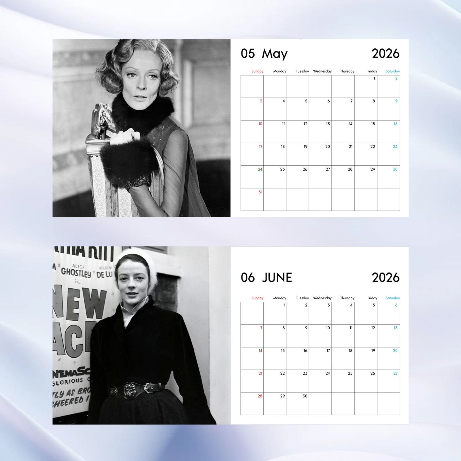 Maggie Smith 2026 Calendar, Elegant Classic Actress Wall Calendar