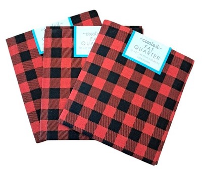 Red and Black Buffalo Plaid Fat Quarter Cotton Fabric 18''x21'' Bundle Create It F