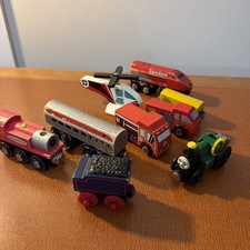 Wooden Trains Lot: Trevor Plus 7 Unbranded Vehicles