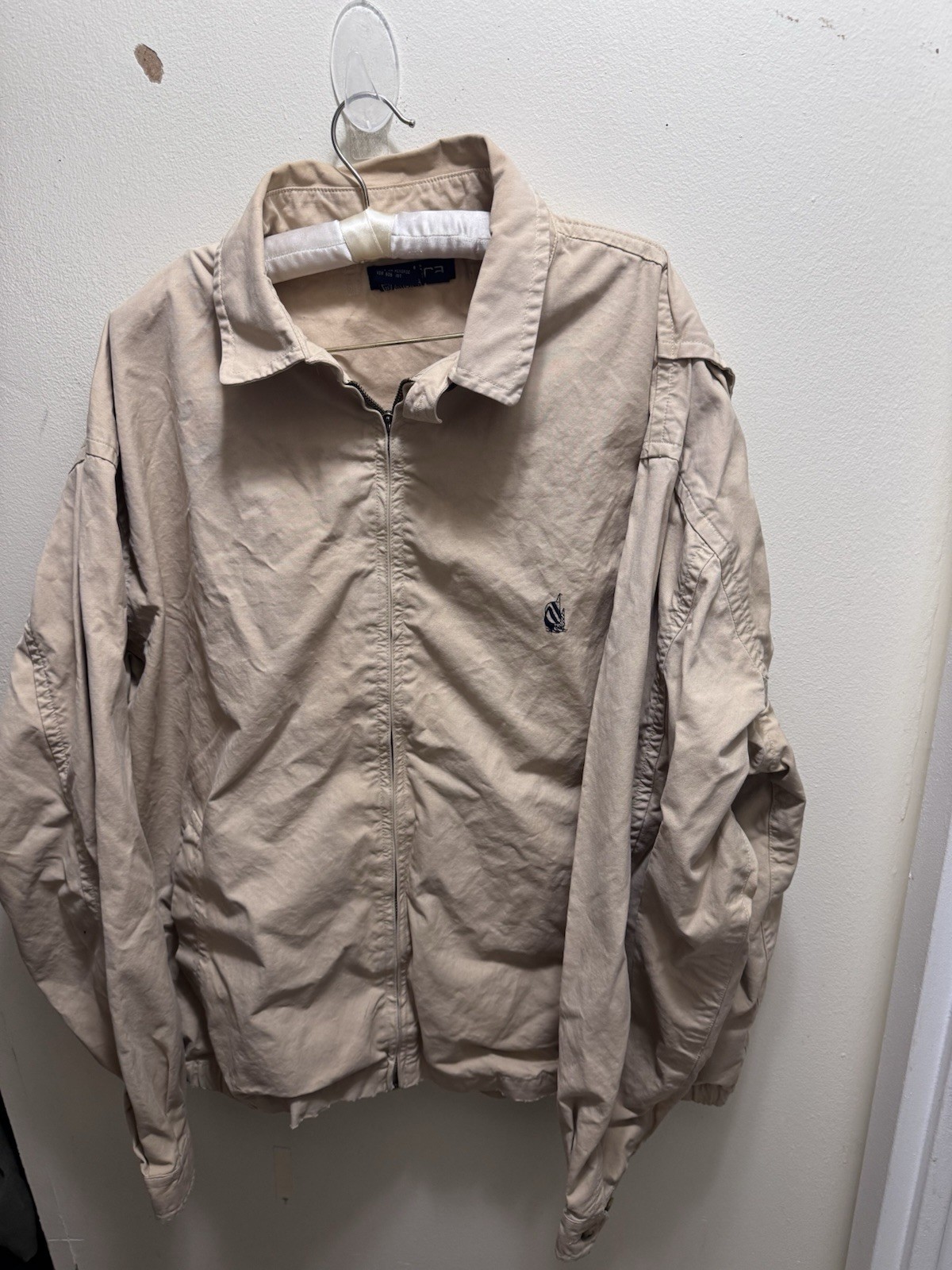 Vintage Nautica Men's Light Tan Zip-Front Shirt Jacket size XXL 100% cotton