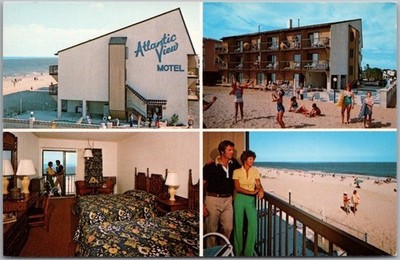 North Dewey Beach, Delaware Postcard ATLANTIC VIEW MOTEL / Four Views / Unused