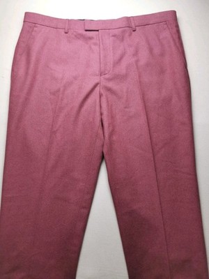 HARRY BROWN Mens UK 42R London Collection Wool Blend Plain Trousers NEW Wine Red