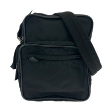 Prada Nylon Tessuto Triangle Logo Shoulder Bag Women Black One Size 569320