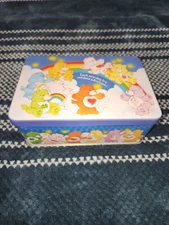 Vtg 1985 Care Bears A.G. Metal Tin Storage Lunch Box Hinged Lid Collectible