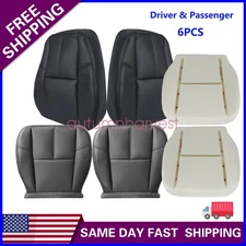 For 2007-14 Chevy Suburban Driver & Passenger Seat Cover And Foam Cushion Black