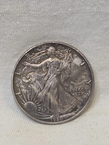 1990- AMERICAN SILVER EAGLE- 1 OZ. 999 FINE SILVER- NR AUCTION- FREE US SHIPPING