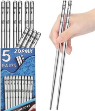 Stainless Steel Chopsticks - 5 Pairs Reusable Metal Chopsticks Dishwasher Safe,