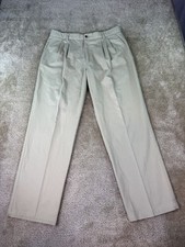 Dockers Mens Khaki Pants Vtg Beige 36x32 Pleated Dress Preppy Chino EUC C452