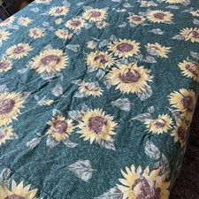 Vintage 1990s Hunter Green Yellow Sunflower Comforter Queen Size