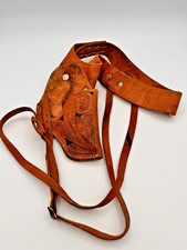 Vintage Martinez Tooled Leather Western Holster Brown Cowboy Gun Belt