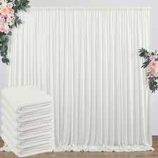 30 ft x 10 ft Free Ivory Backdrop Curtain for Wedding Parties, Polyester Ivor...