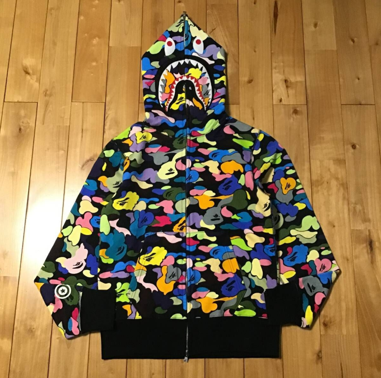 A Bathing Ape BAPE Shark Full Zip Hoodie Multi Camo Size JP/S Pre