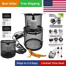 2 PCS Retractable Reptile Heat Lamp Guard,Reptile Anti-Scald Mesh Cage Guard ...