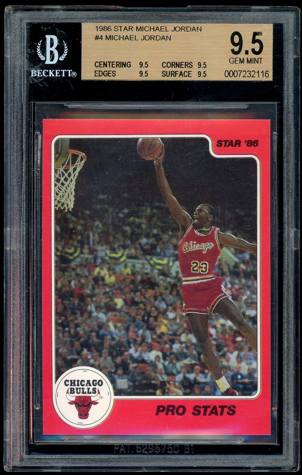 Michael Jordan 1986 Star Pro Stats Rookie Card #4 BGS 9.5 Gem Mint RC QUAD 9.5