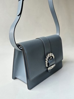 Jimmy Choo Cheri XB/M Crossbody Handbag Dusk Blue Leather Jeweled