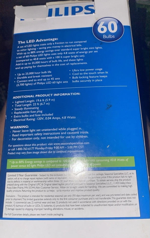 Phillips LED Lights 19.6 Feet In Length Warm White - Image 2 of 2