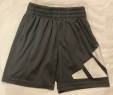 adidas Boy Size XS 7 Athletic Shorts Gray 3-White Bar Drawstring 2 Pockets, Poly