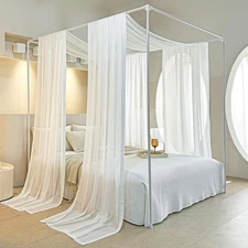 AIKASY White Bed Canopy Scarf for Full/Queen - Luxury Sheer Full/Queen, 