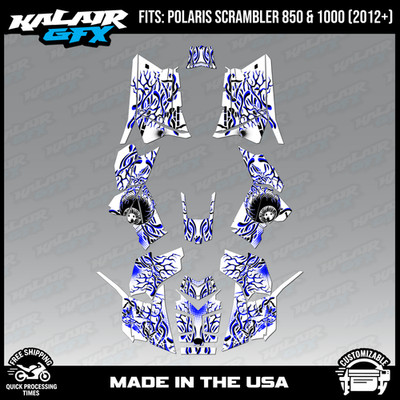 Graphics Kit for Polaris Scrambler ATV 850 1000 (2012+) Core-BLUE-SHIFT
