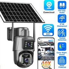Solar Security Cameras Wireless Outdoor Dual WiFi Night Vision PTZ Surveillance