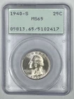 1940 S Washington Quarter 25¢ PCGS MS65 ☆❇️OLD GREEN HOLDER (RATTLER)❇️☆