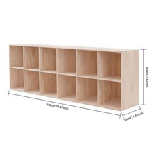 12 Compartments Book Storage Display Cabinet 180cm Bookshelf Solid Wood Bookcase