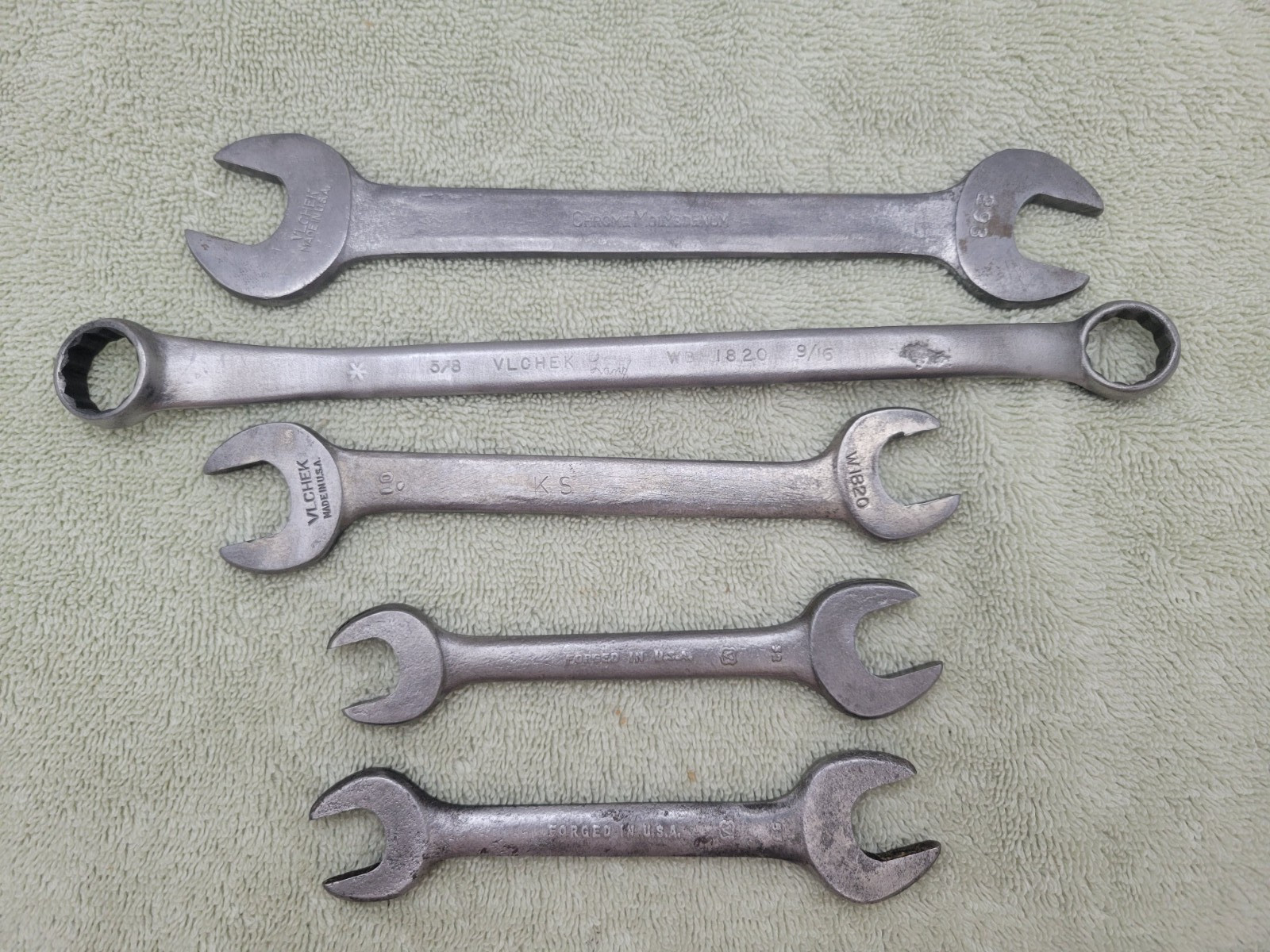 Vintage 1930's - 1950's Vlchek Mixed Wrench Set of 5