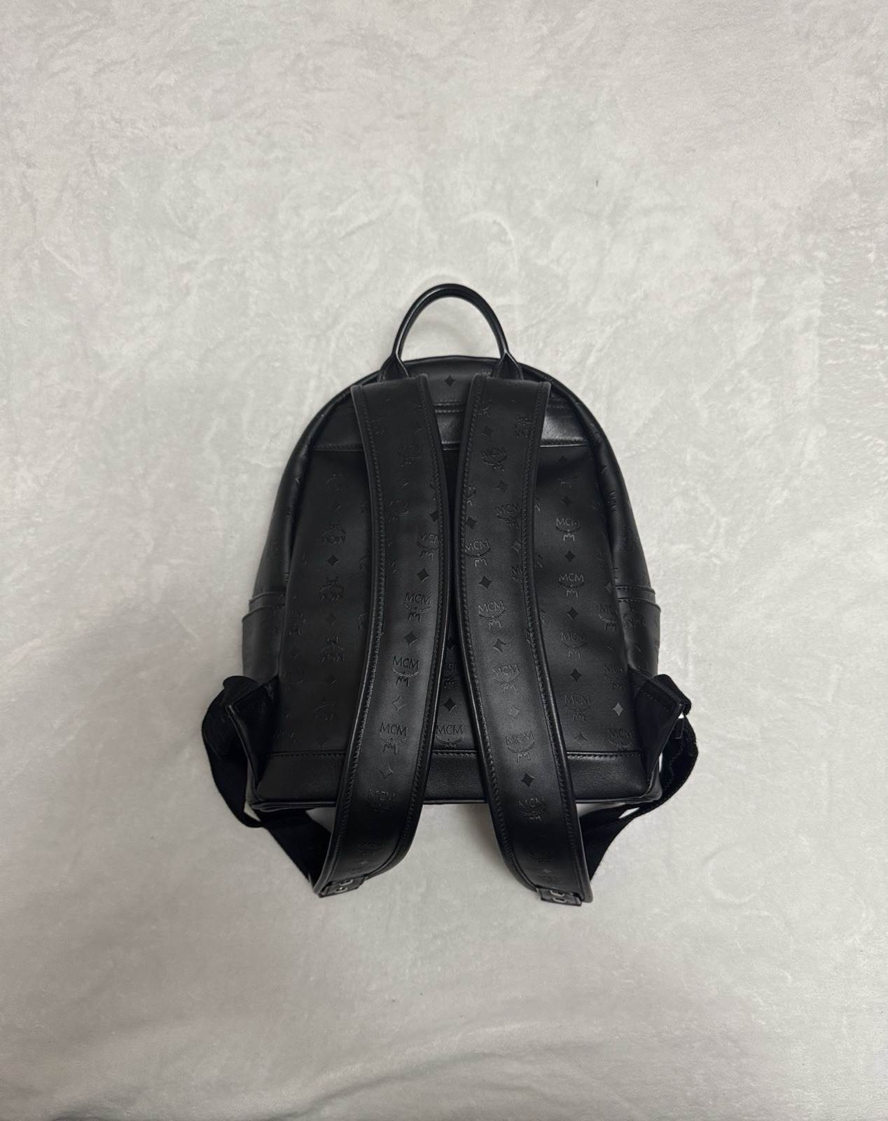 MCM Black Logo Geometric Pattern Backpack Removab… - image 2