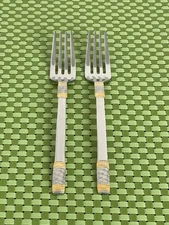 Wallace GOLDEN CORSICA Stainless 2 Dinner Forks 18/10 Glossy China Flatware - 8"