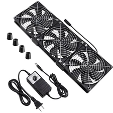 Dual Ball 3 x 120mm Computer Fan with AC Plug DC 12V Big Airflow Fans with 11...