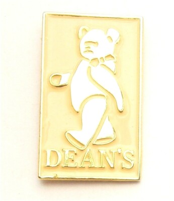 A615:) Emaille weiß creme Dean s Teddybär Anstecknadel
