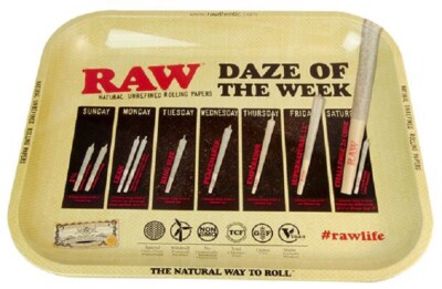 Dreh Tablett Rolling Tray RAW large Metall RAW   Daze of the Week Drehunterlage
