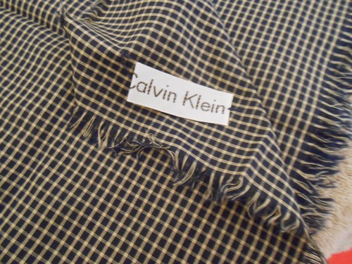 CALVIN KLEIN--BLACK AND BONE SILK CHECK SCARF--17 1/2" X 17 1/2" (NWOT) - Picture 2 of 2