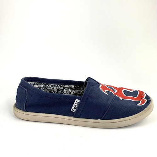 TOMS Shoes Youth Size 5 Boston Red Sox Custom Hand Painted Canvas Slip-On - Picture 4 of 10
