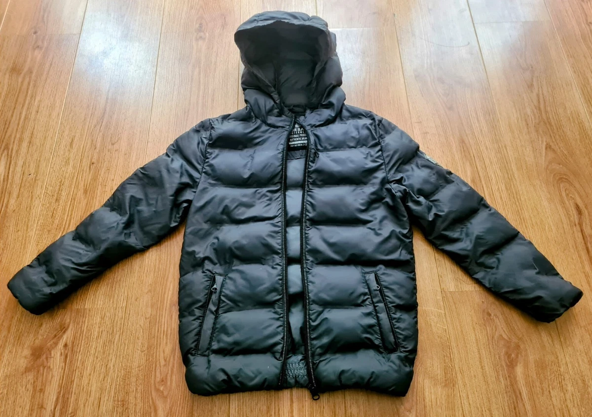 F F Boys Light Weight Grey Quilted Hooded Jacket Age 8 9 Years