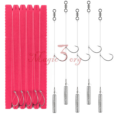 Lot 10 Drog Shot Rig Rolling Barrel Swivel Lead Weight Hook Bass Perch Fishing