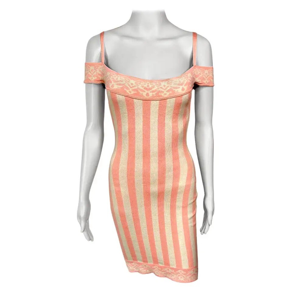 Azzedine Alaia S/S 1992 Vintage Cold-Shoulder Striped
