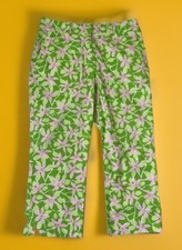 Lilly Pulitzer White Label Vintage Floral Crop Print Pants Sz 10 - Read