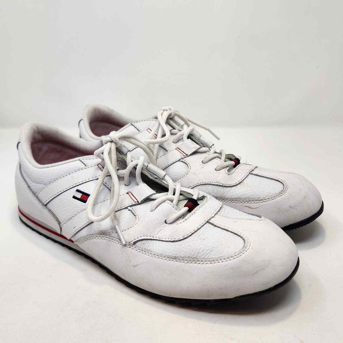 Tommy Hilfiger Mens Osborn White Leather Sneakers 12 Tennis 