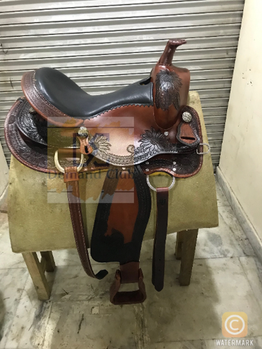 Sillín de cuero Western barril carreras caballo silla con juego envío gratuito con juego - Imagen 1 de 5