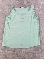 Louis Feraud Womens Blouse Sleeveless Shirt 10 Mint Green Silk