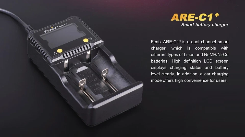 Fenix ARE-C1+ Plus dual channel battery charger w/ 2 X 16340 (RCR123A) - Image 3 of 4