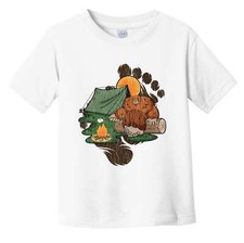 Toddler Bigfoot Camping Shirt - Sasquatch Roasting Marshmallows Toddler T-Shirt