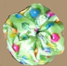 New Scrunchie hair tie velvet Lime Green with colored dots one  1