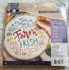 Beginner Embroidery Kit RUSTIC FARMHOUSE 6" Round with Hoop FARM FRESH