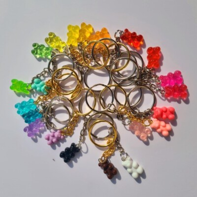 Schlüsselanhänger 20er Set verschiedene bunte Gummibärchen Gummibärchen