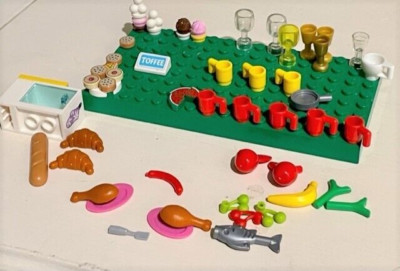 Lego Food Market Restaurant Ice Cream Goblet Fruit Bread Croissant Pizza Chicken
